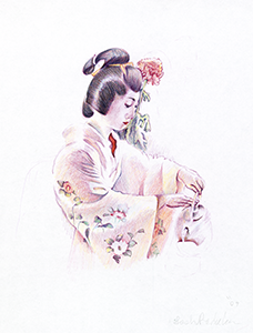 Illustration of s Geisha serving Tea